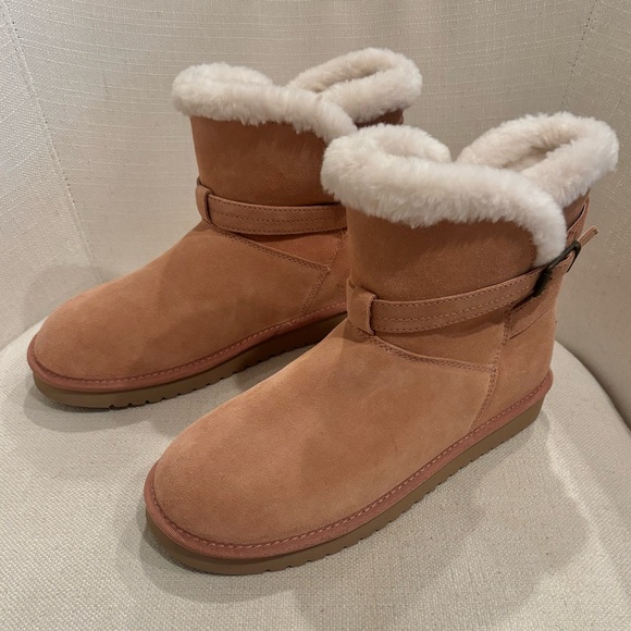 UGG KOOLABURRA Delene Mini In Mauve Pink Suede Warm Winter Booties Size 10 - Picture 6 of 16